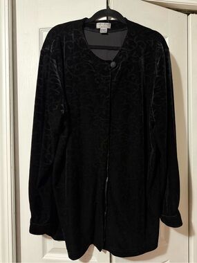 Vintage Principals The Bay Black Velvet Button Up 2X